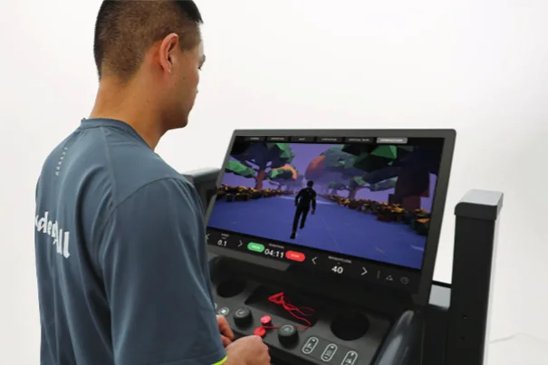 A user walking through a virtual scene on the situational interaction display